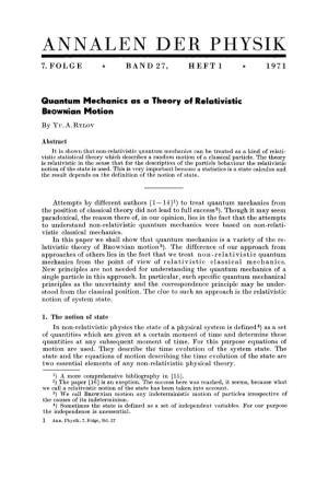 Quantum Mechanics As a Theory of Relativistic Brownian Motion 3