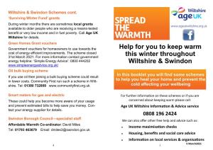 Help for You to Keep Warm This Winter Throughout Wiltshire & Swindon