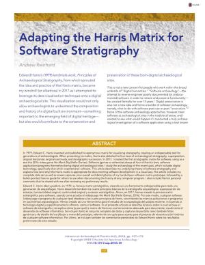 Adapting the Harris Matrix for Software Stratigraphy