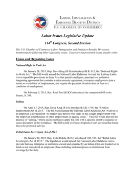 Labor Issues Legislative Update