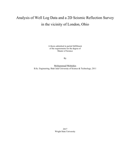 Analysis of Well Log Data and a 2D Seismic Reflection Survey in the Vicinity of London, Ohio