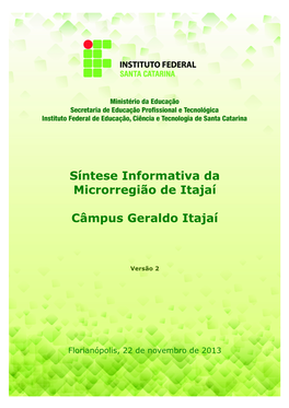 Síntese Informativa Da Microrregião De Itajaí Câmpus Geraldo Itajaí