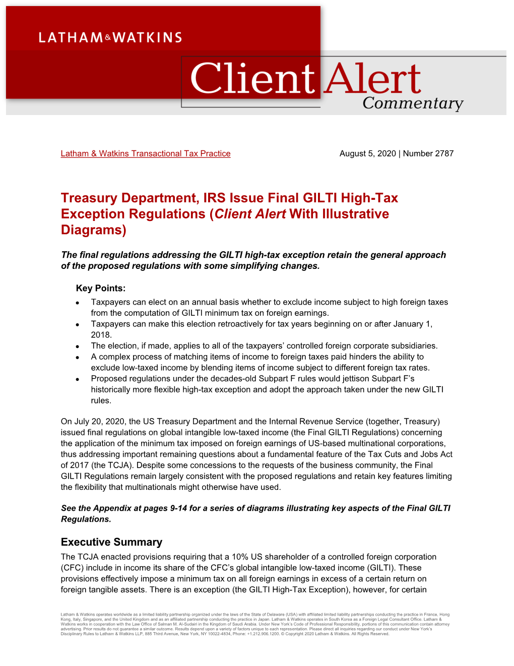 Treasury Department, IRS Issue Final GILTI High-Tax Exception ...