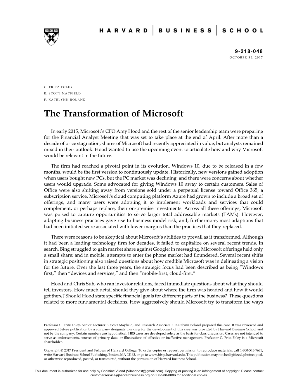 the transformation of microsoft case study