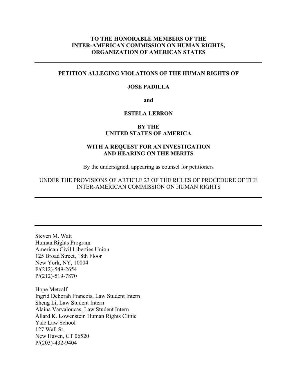 20121211 IACHR Petition FINAL