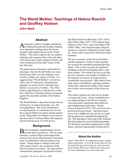 Teachings of Helena Roerich and Geoffrey Hodson John Nash
