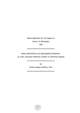 Îchesis Submitted for the Degree of Doctor of Philosophy. 1974. Seston Distribution and Phytoplankton Production in Axifew
