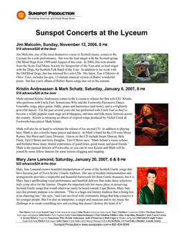 Sunspot Concerts at the Lyceum