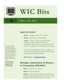 MARCH 17TH, 2017 Lean in Circle