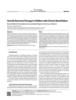 Growth Hormone Therapy in Children with Chronic Renal Failure