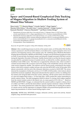 And Ground-Based Geophysical Data Tracking of Magma Migration in Shallow Feeding System of Mount Etna Volcano