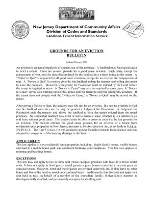 New Jersey Department of Community Affairs Division of Codes and Standards Landlord-Tenant Information Service