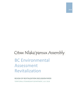 BC Environmental Assessment Revitalization