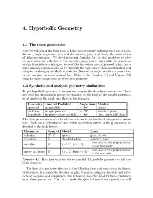 4. Hyperbolic Geometry