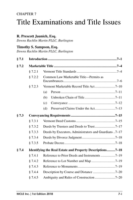 Title Examinations and Title Issues