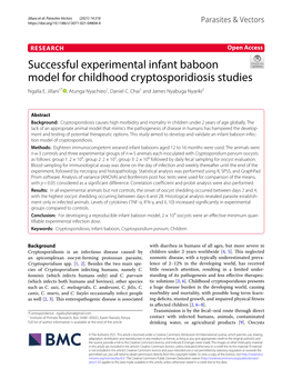 Successful Experimental Infant Baboon Model for Childhood Cryptosporidiosis Studies Ngalla E
