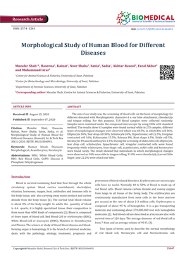 Morphological Study of Human Blood for Different Diseases