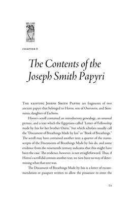 The Contents of the Joseph Smith Papyri