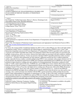 Characteristics of Texas Pedestrian Crashes and Evaluation of Driver Yielding at Pedestrian Treatments