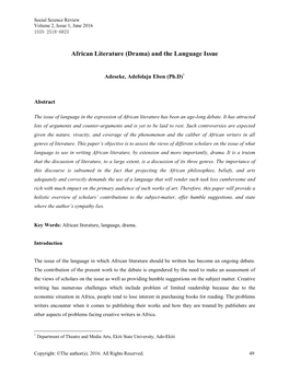 African Literature (Drama) and the Language Issue