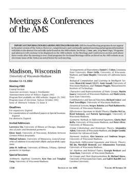 Meetings & Conferences of the AMS, Volume 49, Number 10