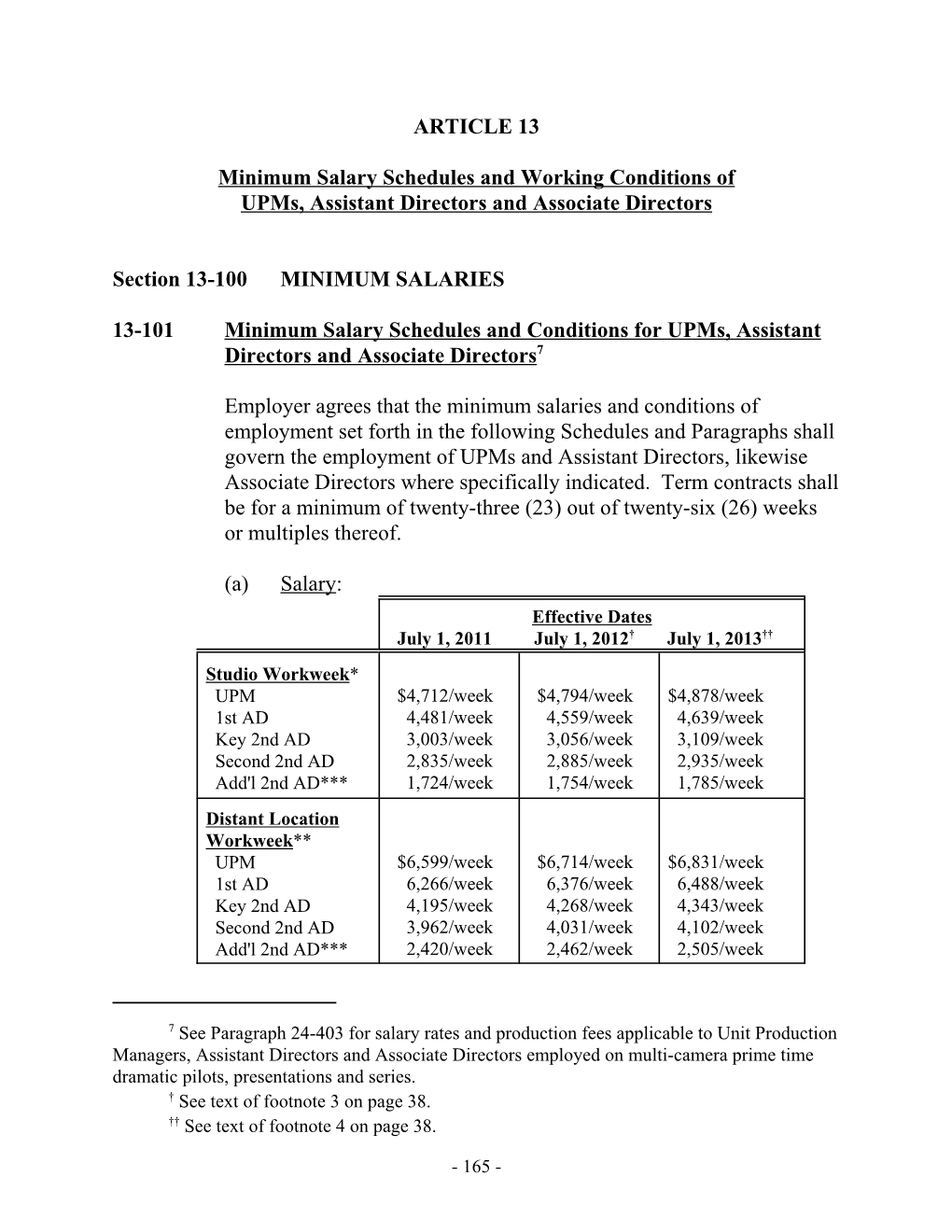 ARTICLE 13 Minimum Salary Schedules and Working Conditions