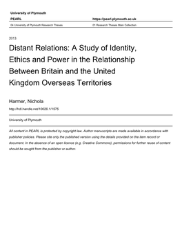 A Study of Identity, Ethics and Power in the Relationship Between Britain and the United Kingdom Overseas Territories