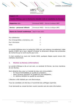Rapport N°5 : CER, Société Civile Et Installation Du Bureau