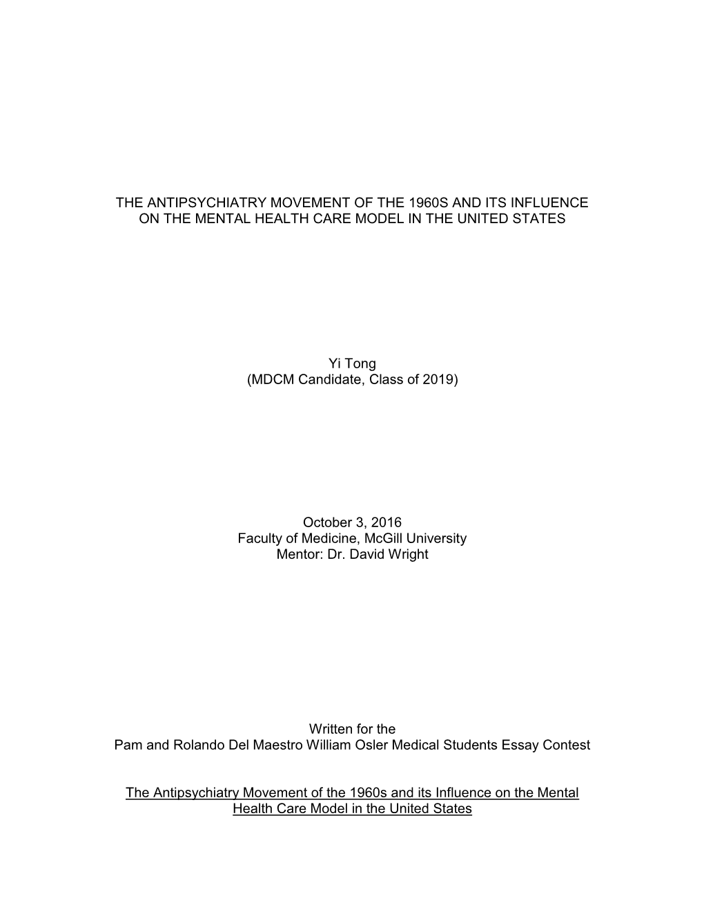 The Antipsychiatry Movement of the 1960S and Its Influence on the ...