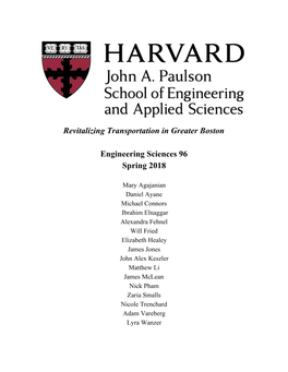 Revitalizing Transportation in Greater Boston Engineering Sciences 96
