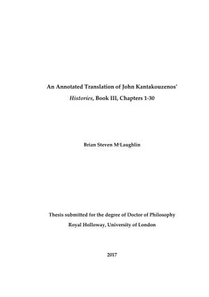 An Annotated Translation of John Kantakouzenos' Histories, Book III