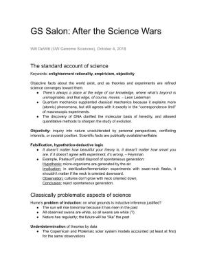 GS Salon the Science Wars