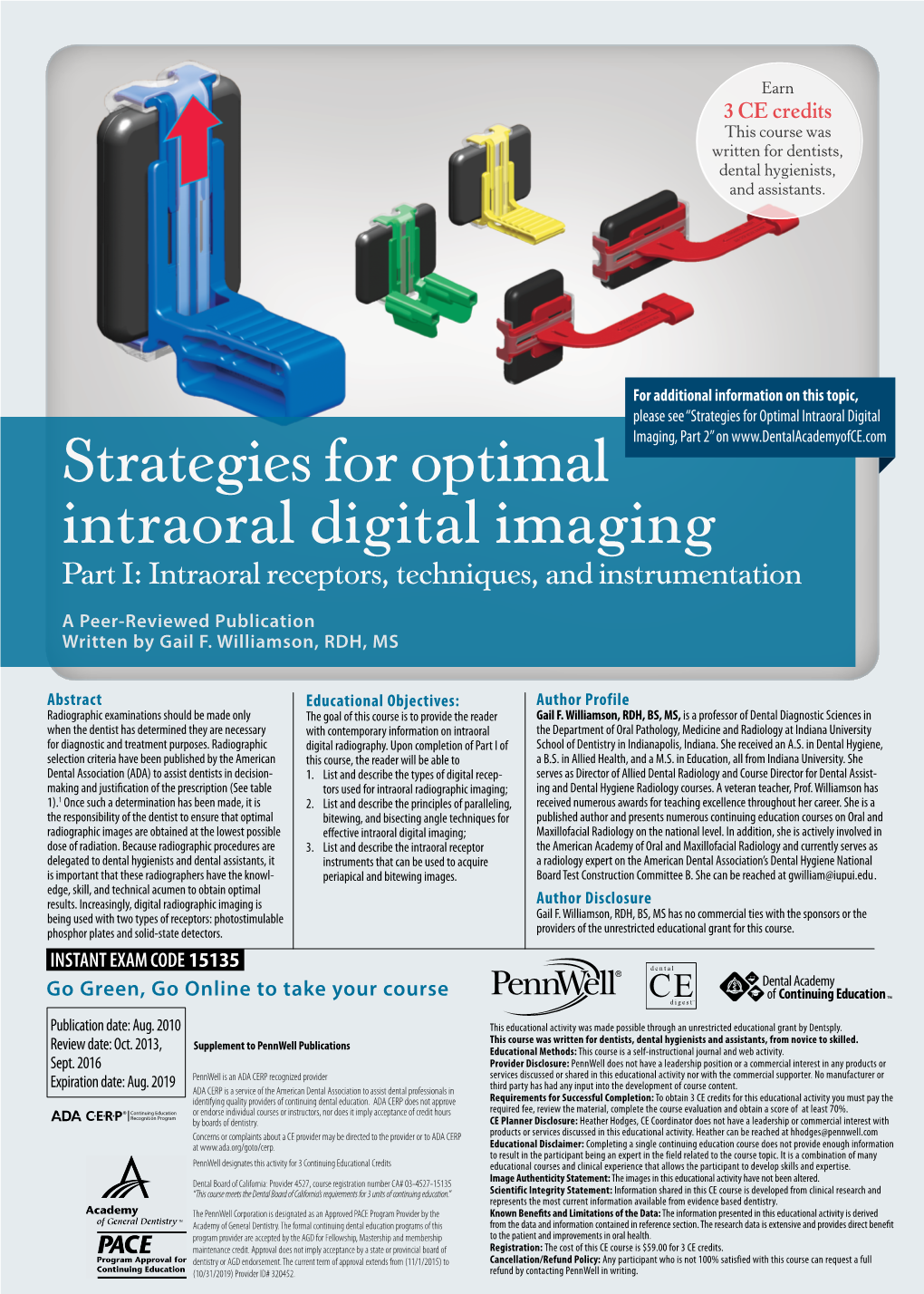 Strategies for Optimal Intraoral Digital Imaging Part I: Intraoral Receptors, Techniques, and Instrumentation