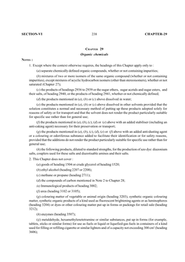 SECTION-VI 238 CHAPTER-29 Organic Chemicals 1. Except Where