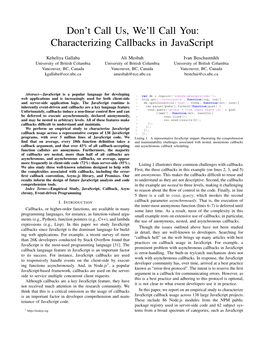 Characterizing Callbacks in Javascript
