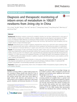 Diagnosis and Therapeutic Monitoring of Inborn Errors of Metabolism in 100,077 Newborns from Jining City in China
