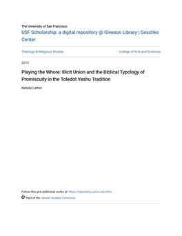 Playing the Whore: Illicit Union and the Biblical Typology of Promiscuity in the Toledot Yeshu Tradition