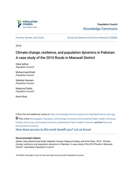 Climate Change, Resilience, and Population Dynamics in Pakistan: a Case Study of the 2010 Floods in Mianwali District