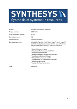 Synthesis of Systematic Resources Project Acronym
