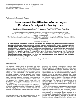 Isolation and Identification of a Pathogen, Providencia Rettgeri, In