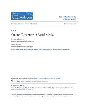 Online Deception in Social Media Michail Tsikerdekis University of Kentucky, Tsikerdekis@Uky.Edu