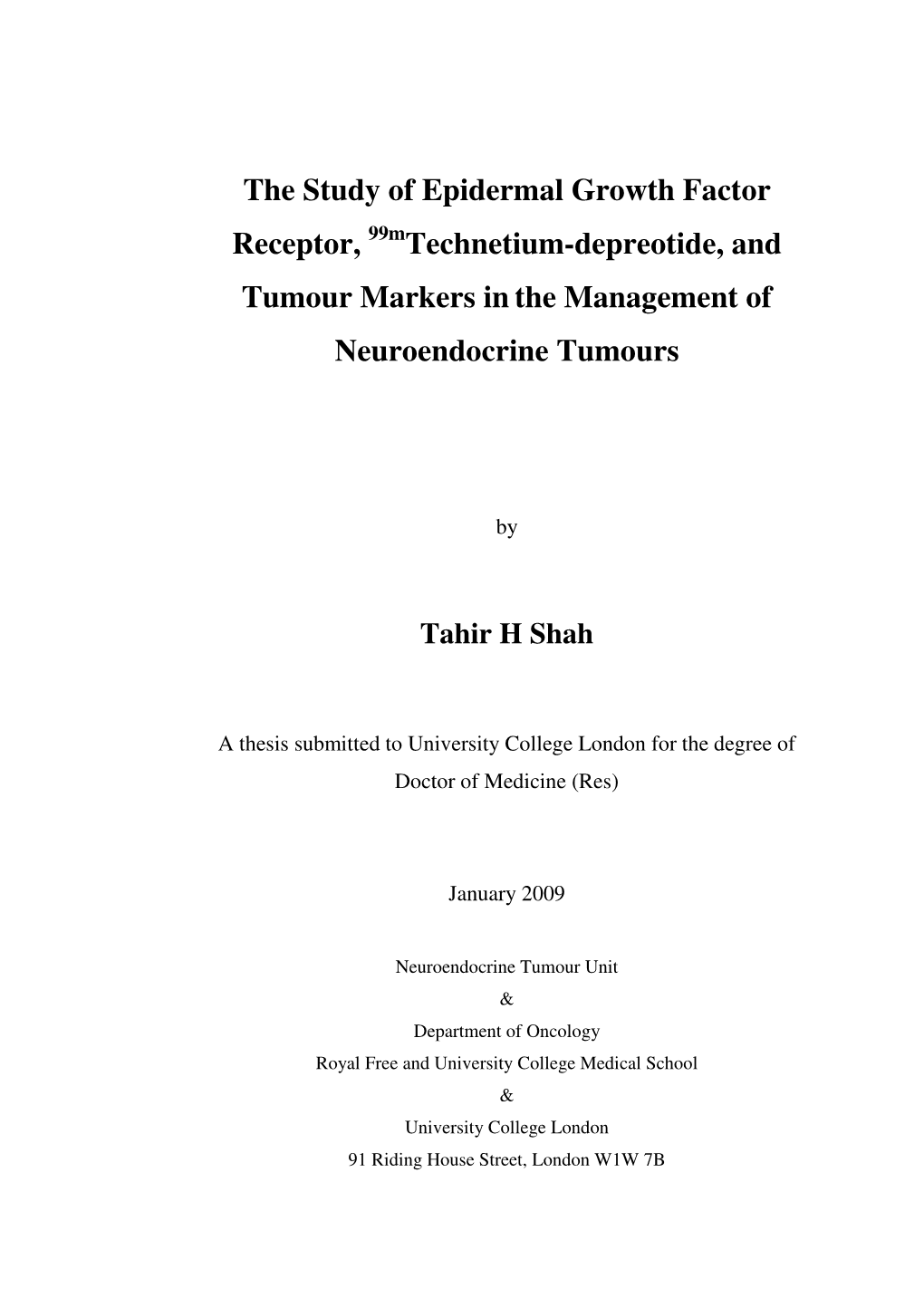 The Study of Epidermal Growth Factor Receptor, 99Mtechnetium