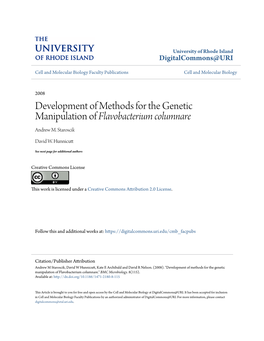 Development of Methods for the Genetic Manipulation of Flavobacterium Columnare Andrew M