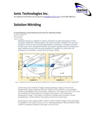 Ionic Technologies Inc. Solution Nitriding