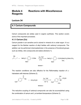 Module 4 Reactions with Miscellaneous Reagents