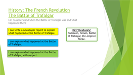 History: the French Revolution the Battle of Trafalgar LO: to Understand When the Battle of Trafalgar Was and What Happened There