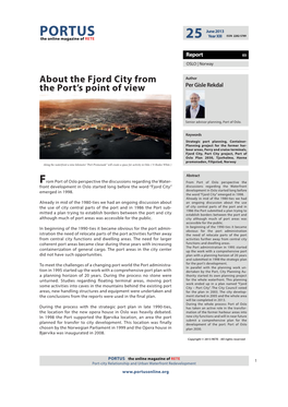 About the Fjord City from the Port's Point of View Per Gisle Rekdal