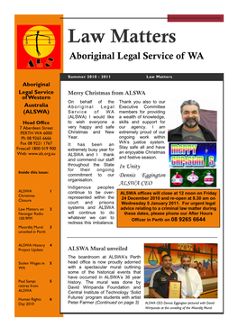 Law Matters Aboriginal Legal Service of WA