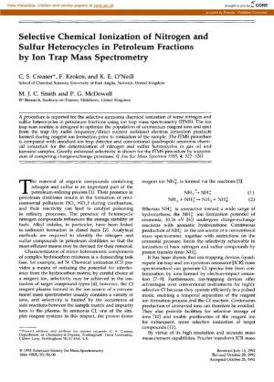 Selective Chemical Ionization of Nitrogen and Sulfur Heterocycles in Petroleum Fractions by Ion Trap Mass Spectrometry