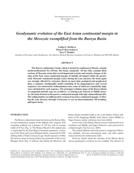 Geodynamic Evolution of the East Asian Continental Margin in the Mesozoic Exempliﬁ Ed from the Bureya Basin